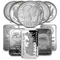 1 Ounce Silver Rounds or Bars